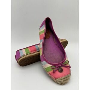 Coach Womens Multi Color Striped Canvas Espadrille Flats Shoes Size 9.5